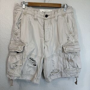 Abercrombie Fitch Shorts Men 32 Cargo Pockets Drawstring Distressed Preppy Y2K